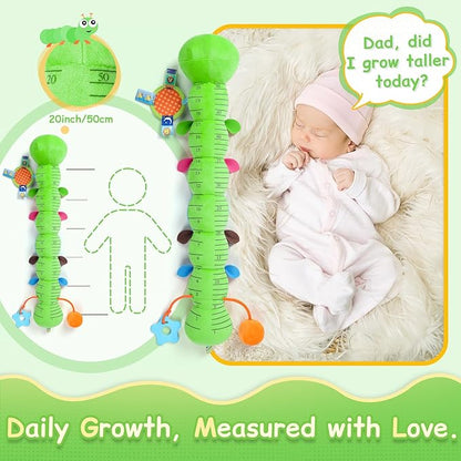 Tummy Time Baby Toys Sensory Musical Animal Stuffed Car Seat Toy for Infant 0-3-6-12 Months Newborn, Plush Caterpillar with Mirror,Crinkle,Rattle Teething Toys for Baby Boys Girls Shower Gifts, Green
