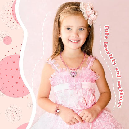 7 Sets Girl Dress up Jewelry Toddler Jewelry Princess Bracelet Necklaces Kids Costume Jewelry Set for Girl Tea Costume Party