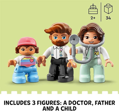 LEGO DUPLO Doctor Visit 10968 - Large Bricks Building Set, Educational Early Learning Toy, Includes Doctor, Father, and Child Figures, Great Development Gift for Toddlers, Girls, and Boys 2+ Years Old