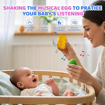 6 Pack Easter Basket Stuffers, Eco-Friendly Woode Percussion Musical Shaker, Toddlers Stocking Stuffers 1-3 Year Old, Montessori Toys for Kids Boys Girls Easter Party