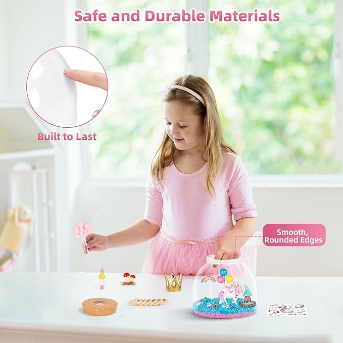Unicorn Light Up Terrarium Kit for Kids - Create a Fantasy Unicorn World | Unicorn Toys for Girls, Science Kits, Arts and Crafts for Kids, Girls Toys Ages 4+, Kids Gifts