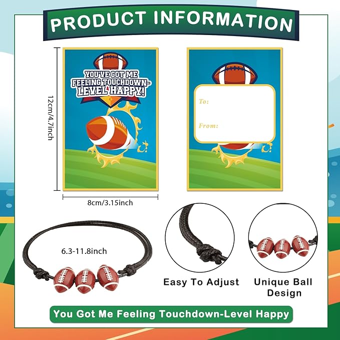 35 Packs Valentines Day Cards with Sports Bracelets for Classroom Gift Exchange Prizes, Valentine's Party Favors Toys for School Exchange Gifts Greeting Cards