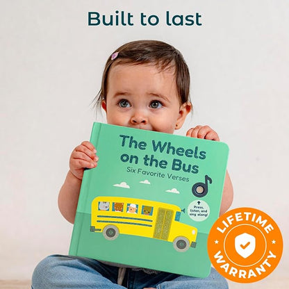 Calis Books The Wheels on the Bus Book - Rechargeable Musical Book, Headphone Jack, Books for 1 Year Old, Musical Book for Toddlers 1-3, Musical Toy Toddlers