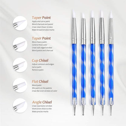 ISSEVE Pottery Clay Sculpting Tools 43Pcs Double Sided Ceramic Clay Carving Tool Set with Carrying Case Bag for Beginners Professionals School Student Pottery Modeling Smoothing