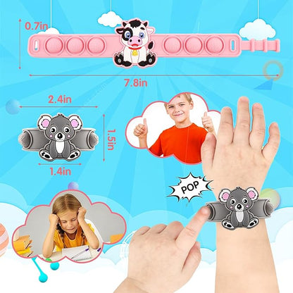 Party Favors for Kids Pop Bracelets 24 PACK Animal Fidget Bracelets,Birthday Gifts,Goodie Bag Stuffers,Carnival Prizes,Classroom Prizes