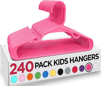Utopia Home 240 Pack Kids Hangers - 11.5 Inch Plastic Baby Hangers for Closet - Childrens Hangers for Clothes & Infant Hangers for Closet - Ideal for Everyday Standard Use (Pink)