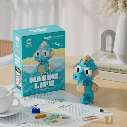 Marine Animals Building Blocks Sets Mini Building Blocks Ocean Animal Sea Creatures Building Blocks Set Mini Building Blocks Toys STEM Gifts for Kids Adult(Seahorse)