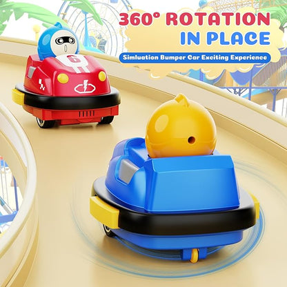 NQD Remote Control Car for Toddler, 2 Pack RC Ejecting Bumper Cars for Kids, RC Cars Toy with Led Lights & Sound, Rechargeable Cartoon Battle Car Toys for 1-3 2-4 3-5 Year Old Kids Birthday Xmas Gift