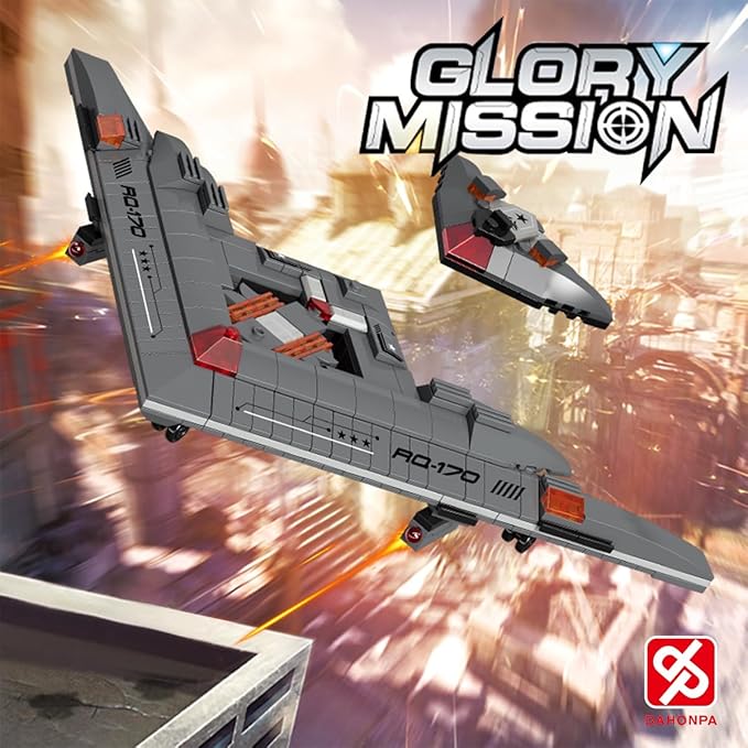 DAHONPA RQ-170 Fighter Military Series Building Bricks Set (334 Pcs) Air-Force Build Blocks Toy, Gift for Adult