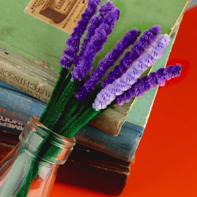 100 Pieces Pipe Cleaners Chenille Stem, Solid Color Pipe Cleaners Set for Pipe Cleaners DIY Arts Crafts Decorations, Chenille Stems Pipe Cleaners (Purple)
