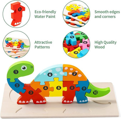 6 Pack Wooden Animal Puzzles for Toddlers Ages 3-5, Montessori Toys, Jigsaw Puzzles for Kids, Learning Toys for 3 Year Olds Preschool Fine Motor Skills - Easter Gifts