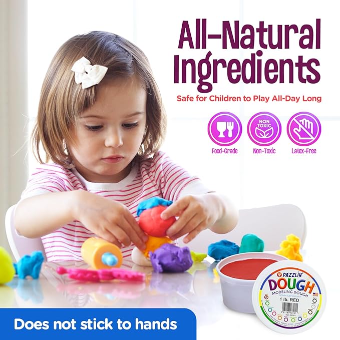 Hygloss Play Modeling Dough - 6lb. Dough Unscented - Safe & Non-Toxic for Kids Arts & Crafts - Party Favors - Classroom Supplies, 6 Assorted Colors