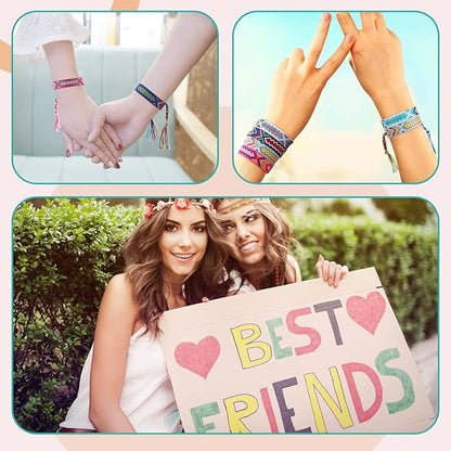 Henoyso 24 Pcs Nepal Woven Friendship Bracelets Adjustable Braided Bracelets Woven Bracelet String Friendship Bracelets with a Sliding Knot Closure for Women