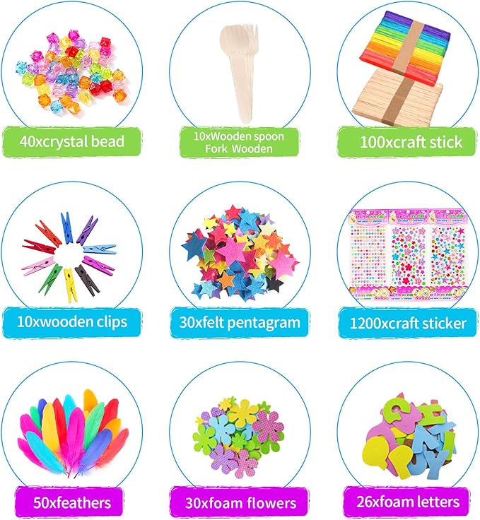 Itopstar 3000+ Kids Arts and Crafts Supplies for Kids Girls Ultimate Crafting Supply Set in Portable 3 Layered Plastic Art Box All in One for Craft DIY Art Supplies Crafts for Girls 8-12