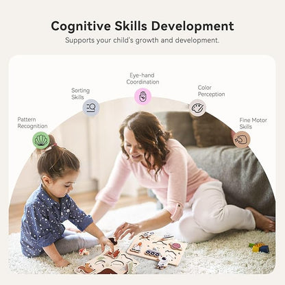 IEATFO 3 Packs Space Ocean Forest Wooden Chunky Puzzles for Toddlers, Wood Puzzles for Kids, Insert Puzzles Each Piece Fits Perfectly, Sturdy and Pegless, Educational Toys