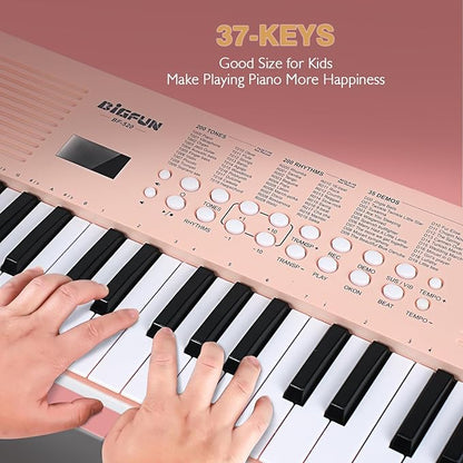 Raimy Kids Keyboard Piano with Two Speakers, 37 Keys Electric Music Instruments Piano Keyboard with Mic, Early Education Music Toddlers Children Toys Gifts for 3 4 5 6 7 8 9 10 11 12 Years Old Girls
