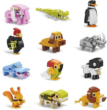 IAMGlobal 12 in 1 Mini Building Blocks Animals, Assorted Toy Animal, Building Blocks Stem Toys, Party Favor for Kids, Goodie Bags, Birthday, Carnival Prizes