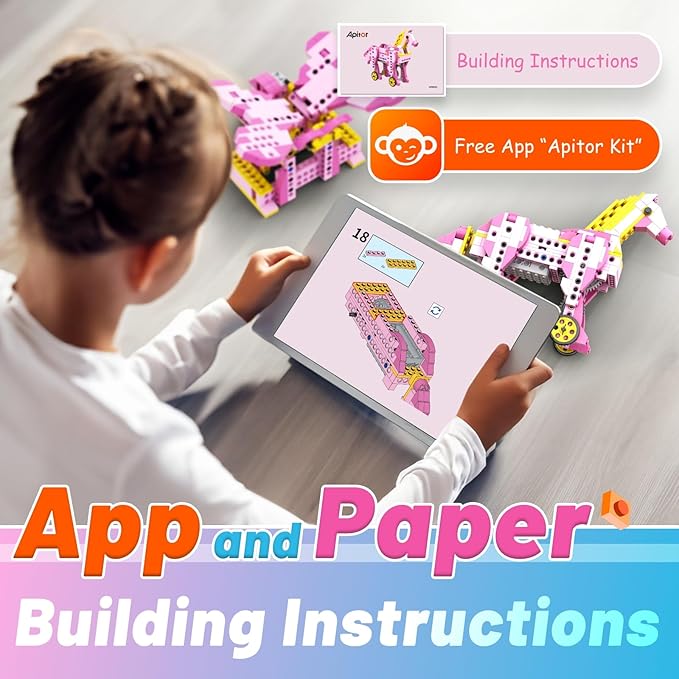 Apitor Robot G STEM Kits for 6-7 Year Old Girl, 8 in 1 Electric Building Toys for Kids 6-8 8-10, DIY Educational Construction Science Kit for Girls 6-12 Christmas Birthday Gift