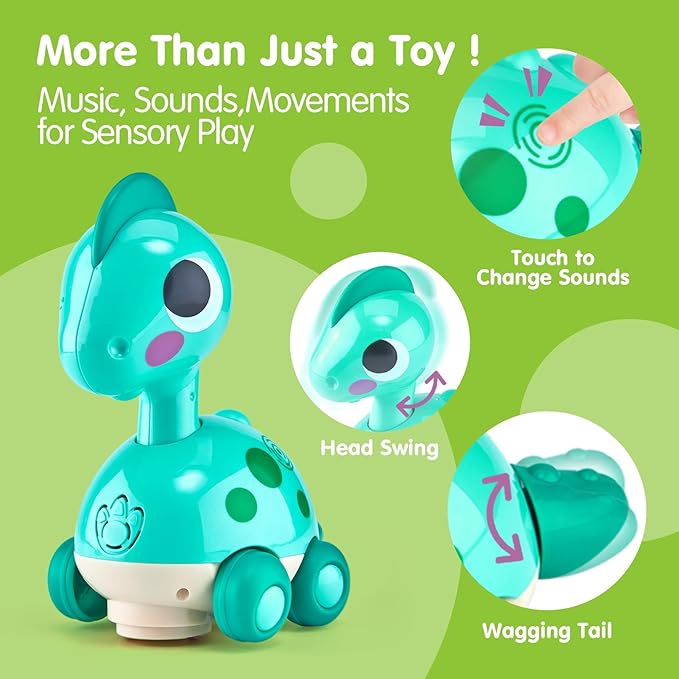 CubicFun Baby Toys 12-18 Months - Touch & Go Musical Light Tummy Time Infant Baby Crawling Toys 12 Months, Toddler Travel Toy for 1 Year Old Boy Birthday Easter Basket Stuffers