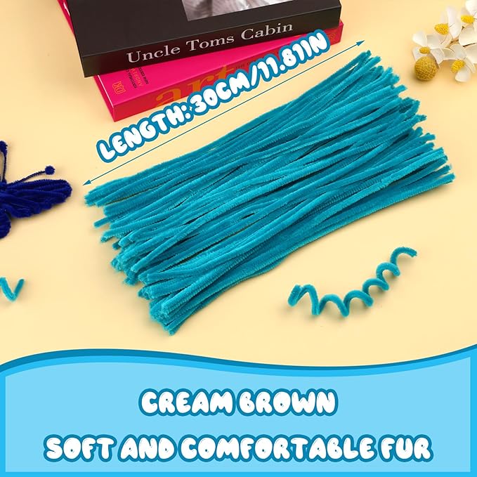 Pipe Cleaners, 100PCS Christmas Pipe Cleaners Craft Supplies, Teal Green Pipe Cleaners Bulk Fuzzy Sticks for DIY Art and Craft Projects Home Decoration