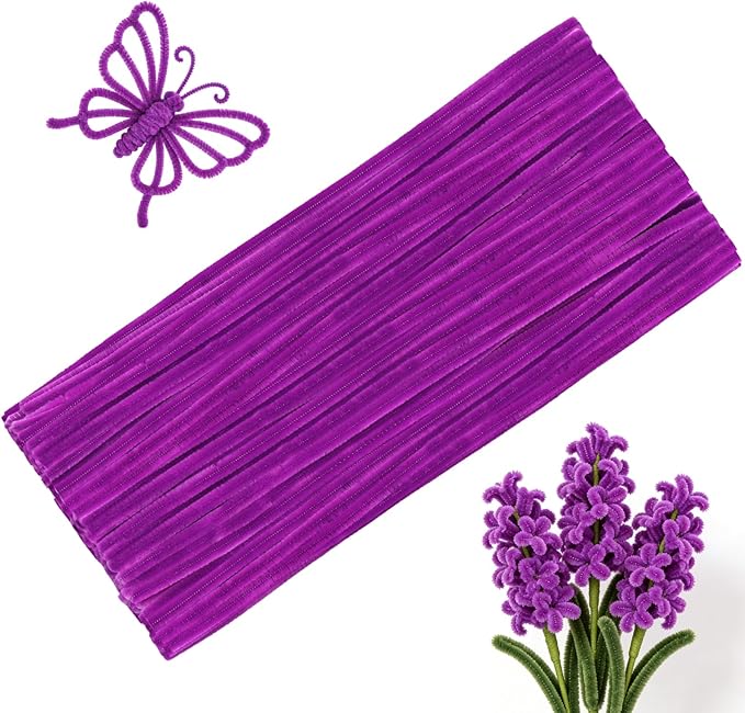 100 Pcs Pipe Cleaners, Rose Purple Pipe Cleaners Bulk for Crafts Flowers, Bouquet Making, Chenille Stem for Home Festival Decorations (Rose Purple)