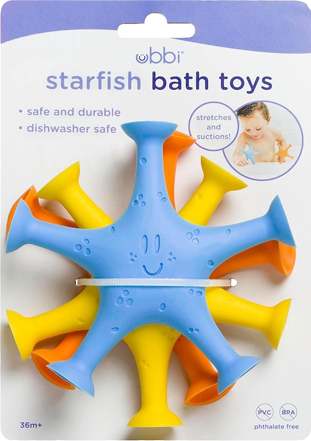 Ubbi Starfish Stretch and Suction Bath Toys, Baby Bath Accessory, Water Toys for Toddler Bath Time, Fun Baby Water Toys, Set of 3