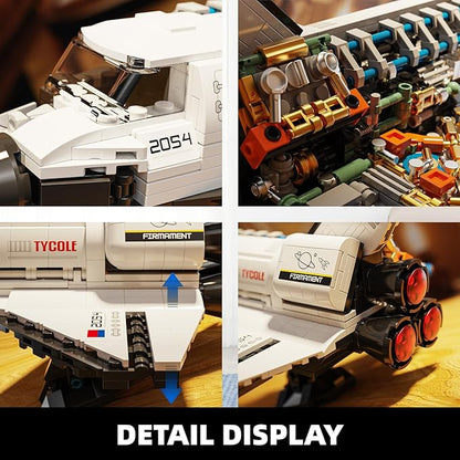 TYCOLE City Space Shuttle Building Toy Set -Translucent Classic Spaceship Building Block Kit with Stretchable Satellite Model,Home or Office Decor,Christmas Birthday Gift for Adults&Kids 8-12 (536PCS)