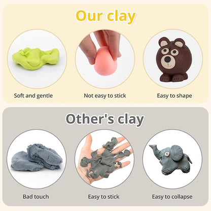 Air Dry Clay Kit - 48 Colors Air Dry Ultra Light Clay, Air Dry Clay for Crafting, DIY Molding Clay for Kids, DIY Clay Kit with Sculpting Tools, Decoration Accessories, Kids Art Crafts