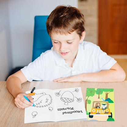 GROBRO7 24Pcs Woodland Animals Coloring Books for Kids DIY Art Drawing Book with Rabbit Monkeys Squirrel Bear Hedgehog Pattern Color Booklets for Toddlers Birthday Party Favors Goodie Bag Filler