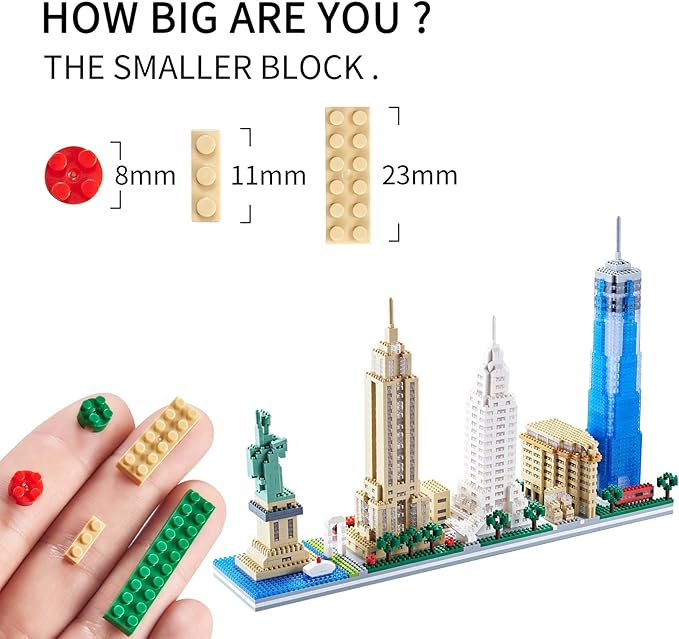 Building Blocks Set, Architecture Model New York Skylines Building Blocks 3452 PCS Micro Building Bricks Gift for Adults