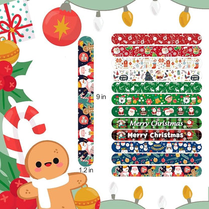 100Pcs Christmas Slap Bracelets, Christmas Party Favors for Kids, Christmas Stocking Stuffers, Christmas Toys For kid and children, Party Gift Bag Filler Supply