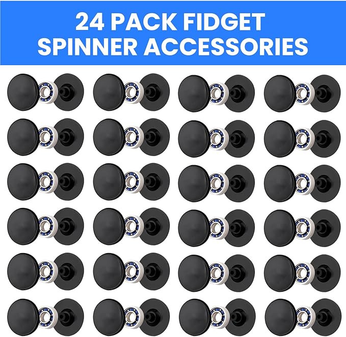 NiArt Fidget Spinner Toy DIY Bearing with Caps Set 24-Pack, MR137 0.5" Single-Sealed Chrome Steel Bearing Balls Replacement High Speed 13mmx7mmx4mm Epoxy Resin Casting Craft Skateboard Stress Reliever