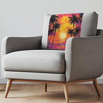 Sunset Recliner Headrest Cover Fabric Sofa Headrest Slipcovers Covers Coco Pet Scratch Resistant Non Slip Couch Headrest Covers for Home 2 Pack