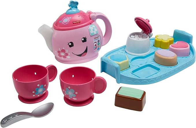 Fisher-Price Toddler Toy Laugh & Learn Sweet Manners Tea Set with Smart Stages Learning Songs for Pretend Play Kids Ages 18+ Months