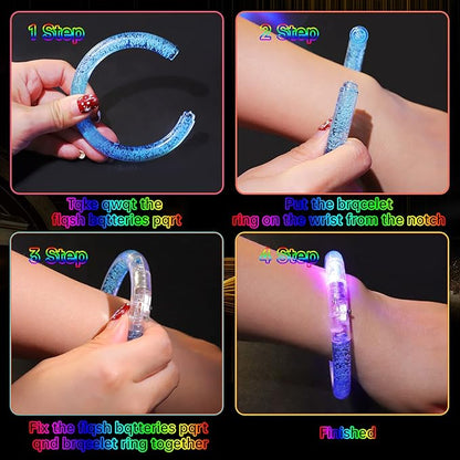 Visen 24 Pack Glow Sticks Bracelets,6 Color LED Bracelets,Light Up Bracelets Toys,Glow In The Dark Party Supplies for Adults,Neon Rave Party Favors for Concert Birthday Carnival Parties Night Events