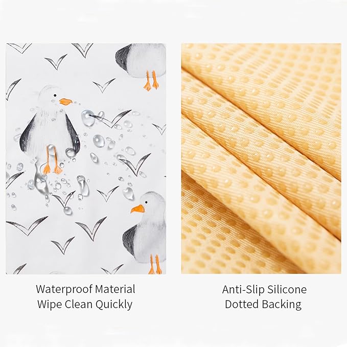 Insular Baby Splat Mat for Under High Chair/Arts/Crafts, Anti Slip and Waterproof Splash Mat for Floor, Portable Picnic Mat, 51x51 Inch, Seagull