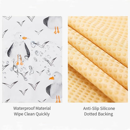 Insular Baby Splat Mat for Under High Chair/Arts/Crafts, Anti Slip and Waterproof Splash Mat for Floor, Portable Picnic Mat, 51x51 Inch, Seagull