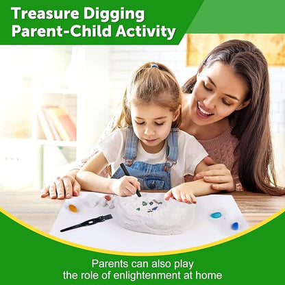 Gemstone Gem Dig Kit, Crystals Digging Set, Educational DIY Toys Science Kit-Dig Up Unique Real Gemstone, Geology Archaeology Gifts for Boys Girls Kid Toys