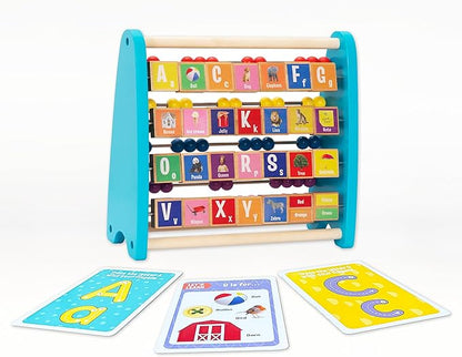 Brilliant Baby® First Words Abacus | Toddler Learning Toy | Educational and Fun Wooden Abacus with Letters First Words and Colors for Early Childhood Development | Interactive Toy for Toddler and Baby