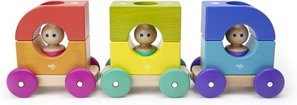 12 Piece Tegu Magnetic Tram Building Block Set, Rainbow