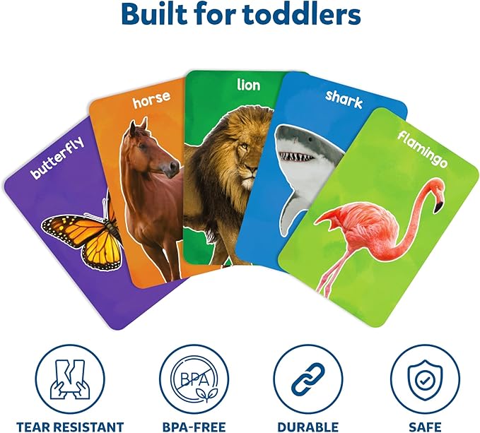 Skillmatics Thick Flash Cards for Toddlers - First 100 Animals, Montessori Toys, Preschool Learning Activities, Learning Aids, Gifts for Kids Ages 1, 2, 3, 4 Years
