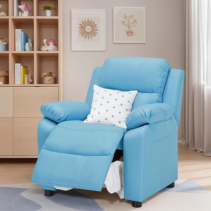 Macaron Kids Reclining Chair Recliner Dual Storage Armrest Leather Sofa Toddler Youth Children Child Ages 2-8