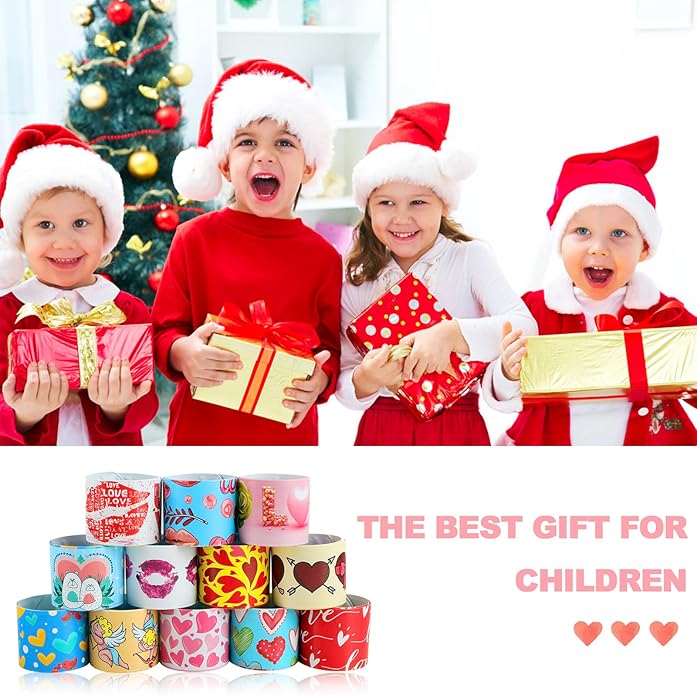 48 PCS Christmas Slap Bracelets Christmas Toys for Kids Boys Girls Toddlers Christmas Party Favors Stocking Stuffers Gifts