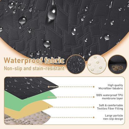 XINEAGE 100% Waterproof Recliner Chair Covers with Elastic Straps, Nonslip Reclining Couch Covers Washable Recliner Couch Cover with Pockets Furniture Protector for Pets Dogs (Black, 25")