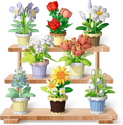 POKONBOY 8 Pack Flowers and Plants Building Set, Mini Bonsai Building Toy Blocks for Kids Adults, Botanical Collection Home Decor Gifts for Birthday Christmas Aged 8 and Up