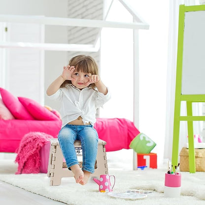 Delxo Folding Step Stool,9 Inch Lightweight Plastic Step Stool,Portable Collapsible Foldable Step Stool Non Slip Folding Stools for Kitchen Bathroom Bedroom in Khaki,1 Pack