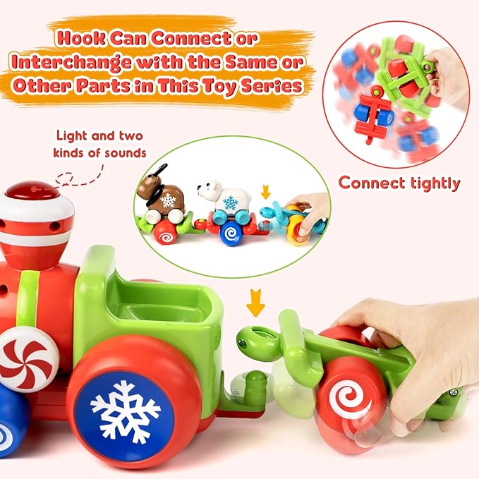 Marstone Baby Toys for 1 Year Old Boys and Girls Gifts, Train Car Set for Toddlers 1-2, Push Animal Car Toys for 12-18 Months, Learning Train Toy for Toddlers 1 2+ Yr Old Birthday Xmas Gift