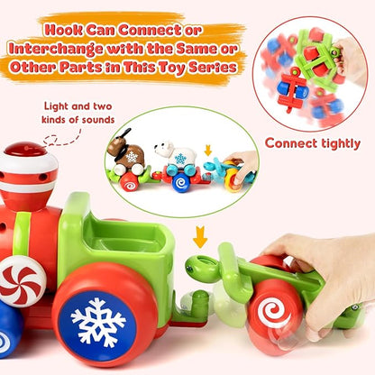 Marstone Baby Toys for 1 Year Old Boys and Girls Gifts, Train Car Set for Toddlers 1-2, Push Animal Car Toys for 12-18 Months, Learning Train Toy for Toddlers 1 2+ Yr Old Birthday Xmas Gift