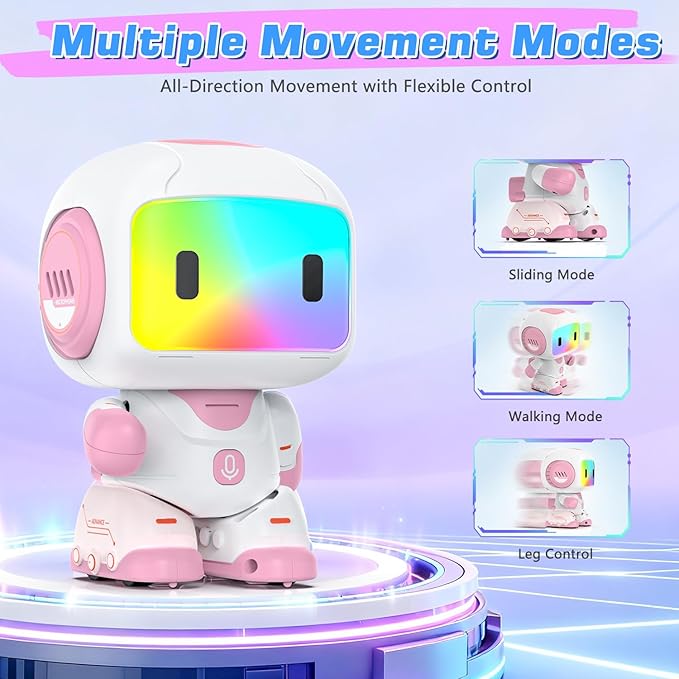 Robot Toy for Kids,Remote Control Robots with Smart Interactive Dancing, Programmable Toy, Rechargeable Robots Toys for Age 3-8 Year Old Girls Christmas Birthday Gift Present Pink