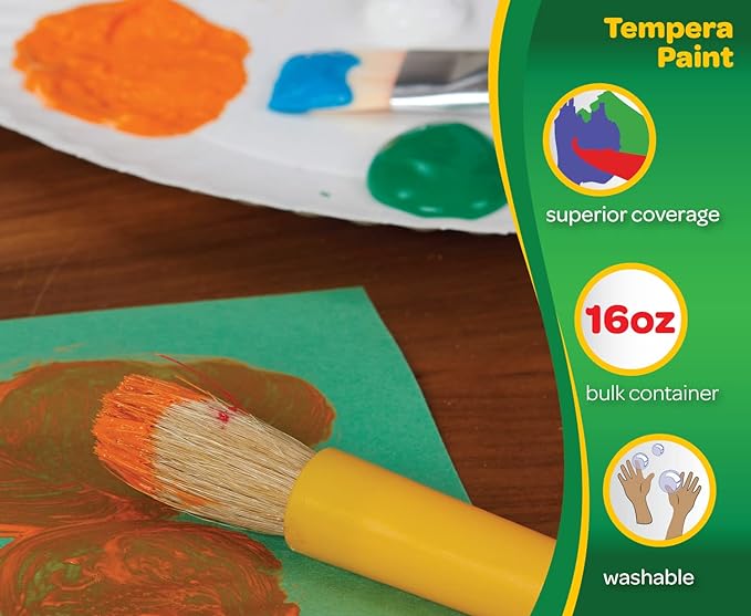 Crayola Premier Tempera Paint For Kids - Silver (16oz), Kids Classroom Supplies, Great For Arts & Crafts, Non Toxic, Easy Squeeze Bottle